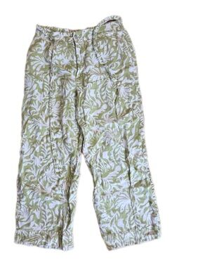 Rachel Zoe Green and White Leaf-Print Pull-On Pants w/ Matching Fabric Belt!